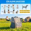 Opvouwbare Hondenrugzak Katzenrucksack Met Netvenster, Zijvakken, Uitneembare Bodem Tot 5 Kg Grijs