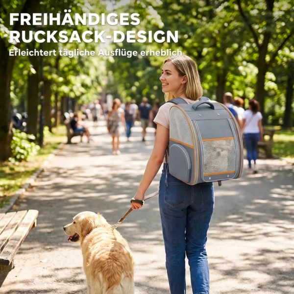 Opvouwbare Hondenrugzak Katzenrucksack Met Netvenster, Zijvakken, Uitneembare Bodem Tot 5 Kg Grijs