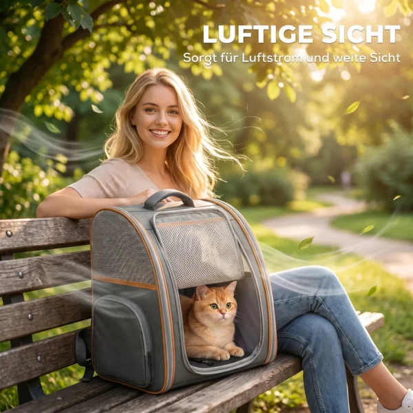 Opvouwbare Hondenrugzak Katzenrucksack Met Netvenster, Zijvakken, Uitneembare Bodem Tot 5 Kg Grijs
