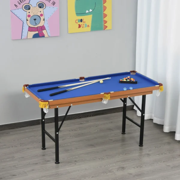 Opvouwbare Mini Biljarttafel Met 2 Keus, 16 Ballen, Krijt, Driehoek, Accessoires 140 X 63 X 75 Cm