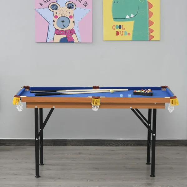 Opvouwbare Mini Biljarttafel Met 2 Keus, 16 Ballen, Krijt, Driehoek, Accessoires 140 X 63 X 75 Cm
