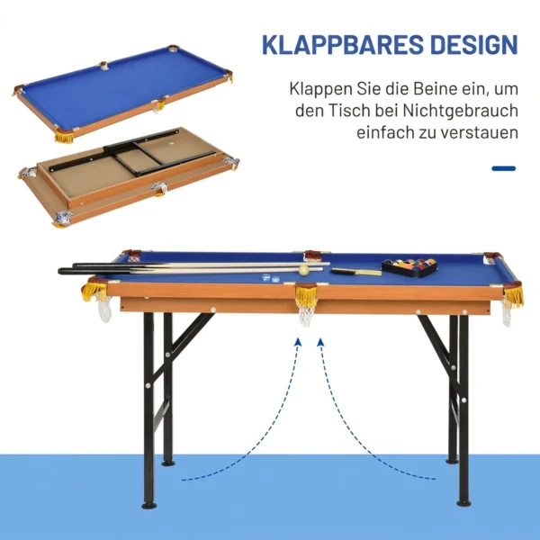 Opvouwbare Mini Biljarttafel Met 2 Keus, 16 Ballen, Krijt, Driehoek, Accessoires 140 X 63 X 75 Cm