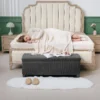 Opvouwbare Opbergbank Met 84 L Capaciteit 112x42x40 Cm Fluwelen Bekleding Voeteneinde Van Het Bed Voor Woonkamer Slaapkamer Grijs