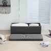 Opvouwbare Opbergbank Met 84 L Capaciteit 112x42x40 Cm Fluwelen Bekleding Voeteneinde Van Het Bed Voor Woonkamer Slaapkamer Grijs
