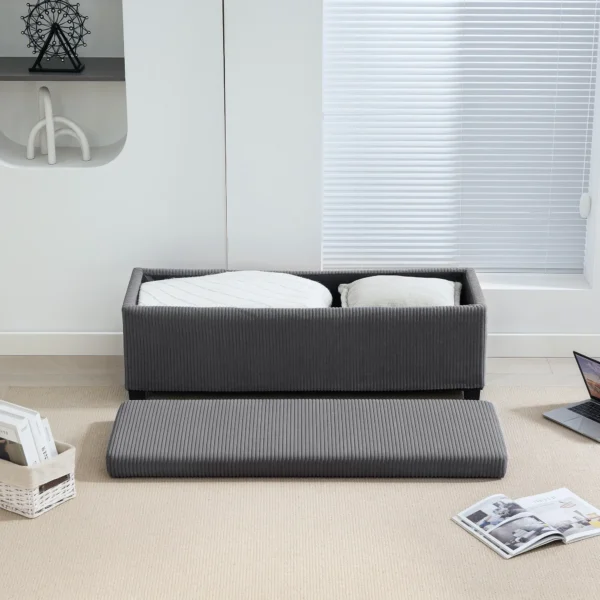Opvouwbare Opbergbank Met 84 L Capaciteit 112x42x40 Cm Fluwelen Bekleding Voeteneinde Van Het Bed Voor Woonkamer Slaapkamer Grijs