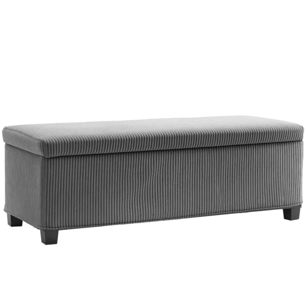 Opvouwbare Opbergbank Met 84 L Capaciteit 112x42x40 Cm Fluwelen Bekleding Voeteneinde Van Het Bed Voor Woonkamer Slaapkamer Grijs