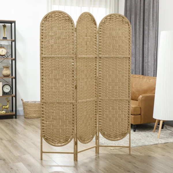 Paravent 3 delig 120 X 170 Cm Scheidingswand Vouwbaar Kamerverdeler Met Boogdak Natuur