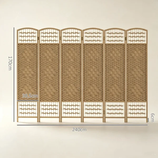 Paravent 6 delig 240 X 170 Cm Opvouwbare Kamerverdeler Scheidingswand Van Golfvezel Scheidingswand Voor Woonkamer