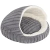 Pluche Kattenbed Met Afneembaar Kussen, Antislip Bodem, Wasbare Kattenmand, Voor Katten Tot 5 Kg, Grijs