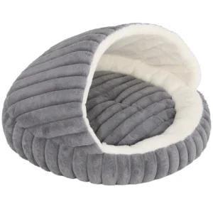 Pluche Kattenbed Met Afneembaar Kussen, Antislip Bodem, Wasbare Kattenmand, Voor Katten Tot 5 Kg, Grijs