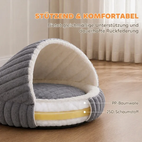 Pluche Kattenbed Met Afneembaar Kussen, Antislip Bodem, Wasbare Kattenmand, Voor Katten Tot 5 Kg, Grijs