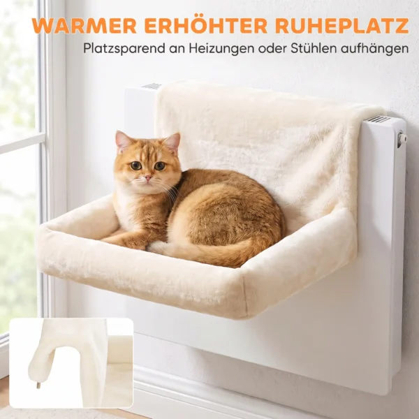 Plüsch Katzenhöhle, Hängende Katzenbett Mit Stahlrahmen, 48x43x26cm, Beige