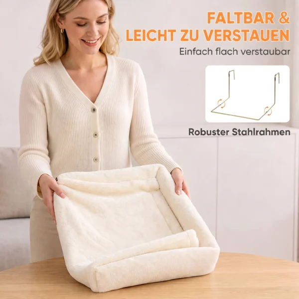 Plüsch Katzenhöhle, Hängende Katzenbett Mit Stahlrahmen, 48x43x26cm, Beige