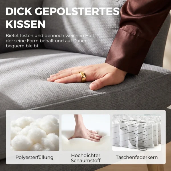 Polsterstoel Met Pocketvering En Armleuningen, Met Massief Houten Poten In Donkergrijs