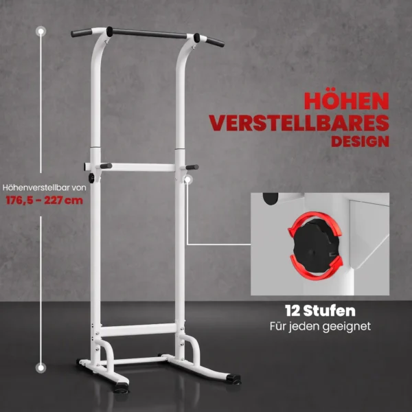Power Tower In Hoogte Verstelbaar 176,5 227 Cm Dip Station Multifunctioneel Met Stalen Frame 120 Kg Draagvermogen