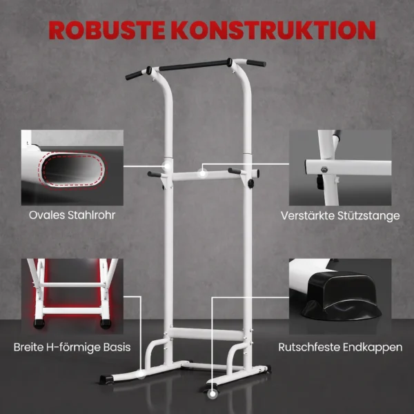 Power Tower In Hoogte Verstelbaar 176,5 227 Cm Dip Station Multifunctioneel Met Stalen Frame 120 Kg Draagvermogen