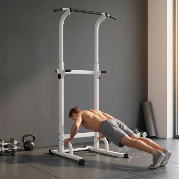 Power Tower In Hoogte Verstelbaar 176,5 227 Cm Dip Station Multifunctioneel Met Stalen Frame 120 Kg Draagvermogen