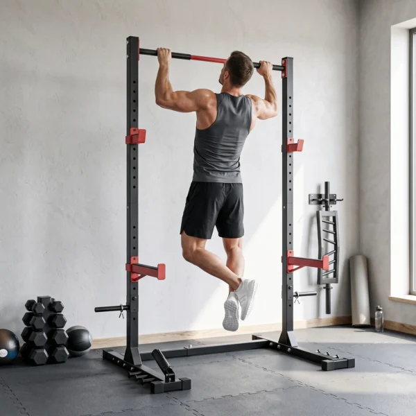 Power Tower Squat Rack Vrijstaande Klimmzugstange Met Verstelbare Breedte Schijvenhouder Landmine