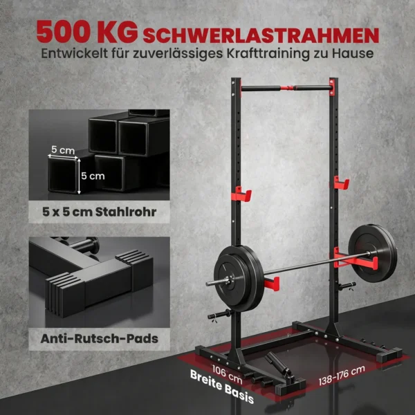 Power Tower Squat Rack Vrijstaande Klimmzugstange Met Verstelbare Breedte Schijvenhouder Landmine