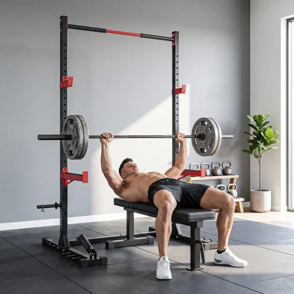 Power Tower Squat Rack Vrijstaande Klimmzugstange Met Verstelbare Breedte Schijvenhouder Landmine