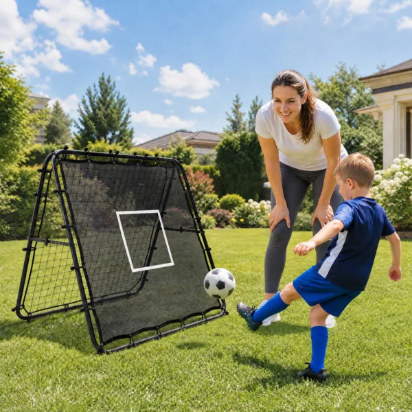 Rebounder Für Fußball Höhe & Breite Verstellbares Doppelseitiges Klappbar Rebounder Netz Mit Ziel 5 Winkeln Stahlrahmen