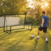 Rebounder Voor Voetbal, 2 in 1 Tweezijdig Opvouwbare Stootwand Met Terugslagwandnet, 200 X 94cm, Zwart