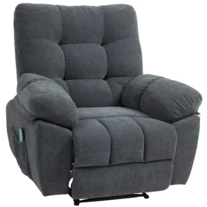 Relaxfauteuil, Massage Polsterstoel Met 8 Vibratiepunten, Verstelbare Voetensteun, Zijvak, Ligstoel, Grijs