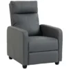 Relaxfauteuil Met Push Back Ligfunctie En Voetensteun TV fauteuil Van PU leer Grijs