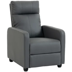 Relaxfauteuil Met Push Back Ligfunctie En Voetensteun TV fauteuil Van PU leer Grijs