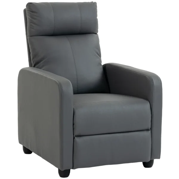 Relaxfauteuil Met Push Back Ligfunctie En Voetensteun TV fauteuil Van PU leer Grijs