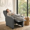 Relaxfauteuil Met Push Back Ligfunctie En Voetensteun TV fauteuil Van PU leer Grijs