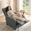 Relaxfauteuil Met Push Back Ligfunctie En Voetensteun TV fauteuil Van PU leer Grijs