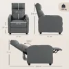 Relaxfauteuil Met Push Back Ligfunctie En Voetensteun TV fauteuil Van PU leer Grijs