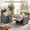 Relaxfauteuil Met Push Back Ligfunctie En Voetensteun TV fauteuil Van PU leer Grijs