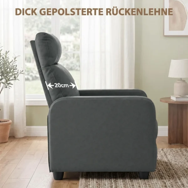 Relaxfauteuil Met Push Back Ligfunctie En Voetensteun TV fauteuil Van PU leer Grijs