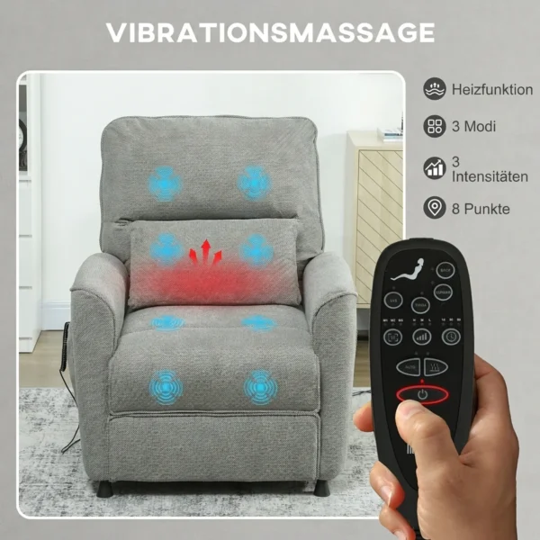 Relaxfauteuil TV fauteuil Elektrisch Met Ligfunctie Verwarming Vibratiemassage