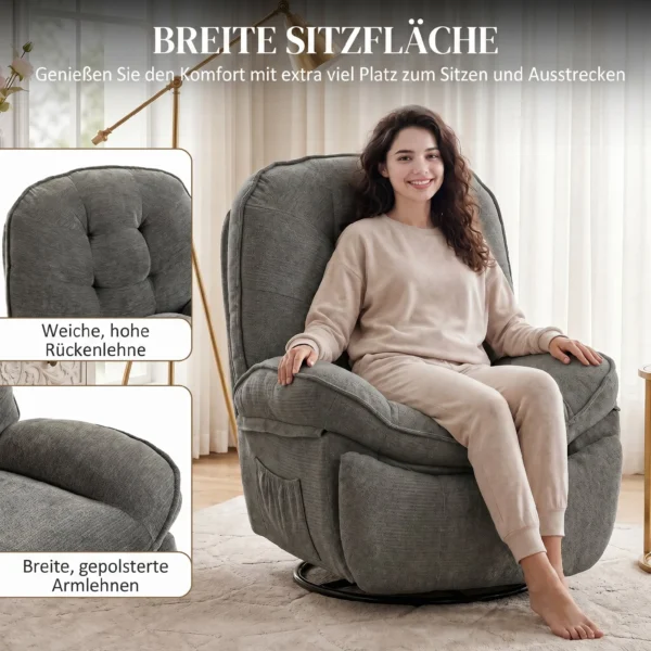 Relaxfauteuil TV fauteuil Met Ligfunctie, Draaibare Relaxstoel Met Schommelfunctie, Voor Woonkamer, Slaapkamer