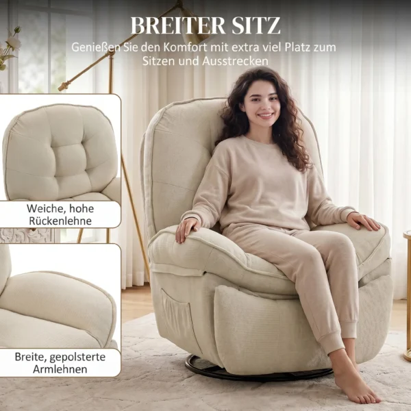Relaxfauteuil TV fauteuil Met Ligfunctie, Draaibare Relaxstoel Met Schommelfunctie, Voor Woonkamer, Slaapkamer