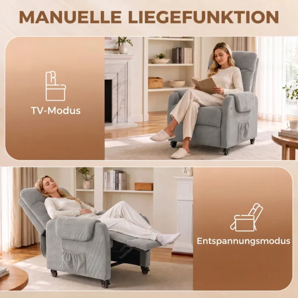 Relaxsessel Mit 360° Drehfunktion & Push Back Liegefunktion Fernsehsessel Mit Fußstützen Bis 150 Kg Grau