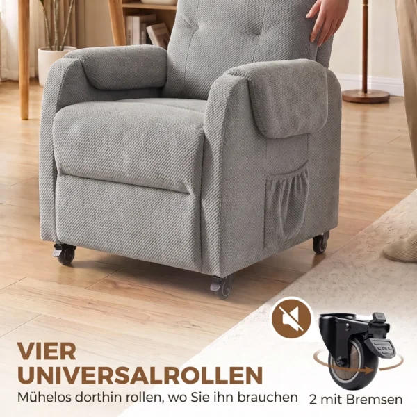 Relaxsessel Mit 360° Drehfunktion & Push Back Liegefunktion Fernsehsessel Mit Fußstützen Bis 150 Kg Grau