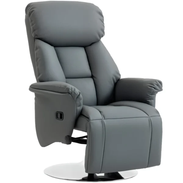 Relaxstoel, Ligfunctie, Lederlook, Voetensteun, Tot 120 Kg, 78 X 80 X 109 Cm, Grijs