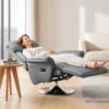 Relaxstoel, Ligfunctie, Lederlook, Voetensteun, Tot 120 Kg, 78 X 80 X 109 Cm, Grijs