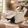 Relaxstoel Met Ligfunctie En Schommelfunctie TV stoel Met Voetensteun In Crèmewit