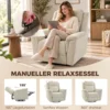 Relaxstoel Met Ligfunctie En Schommelfunctie TV stoel Met Voetensteun In Crèmewit