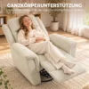 Relaxstoel Met Ligfunctie En Schommelfunctie TV stoel Met Voetensteun In Crèmewit