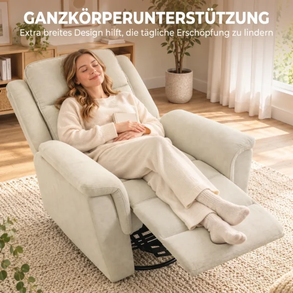 Relaxstoel Met Ligfunctie En Schommelfunctie TV stoel Met Voetensteun In Crèmewit