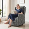 Relaxstoel Met Opsta hulp Voor Senioren, In Chenille look, Met Afstandsbediening En Zijzakken, Donkergrijs