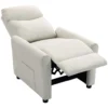 Relaxstoel TV stoel Met Ligfunctie, TV stoel Met Pocketveren, Voetensteun, Stof In Linnenlook, Crèmewit