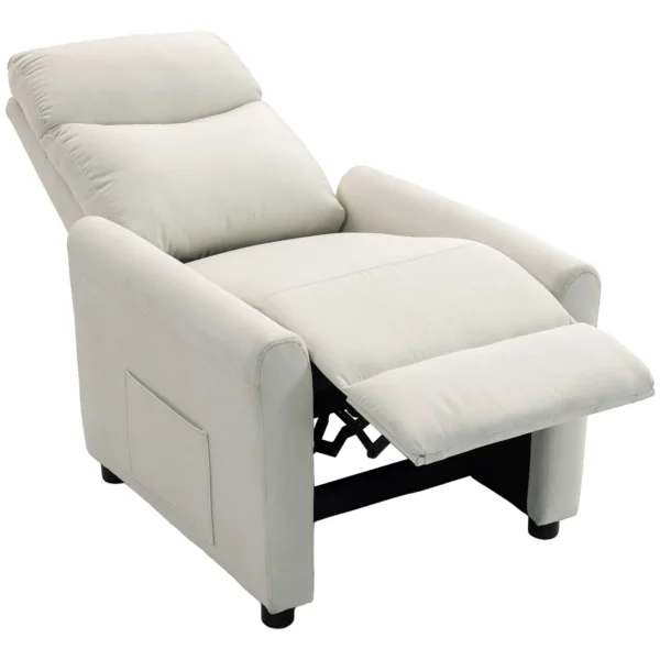Relaxstoel TV stoel Met Ligfunctie, TV stoel Met Pocketveren, Voetensteun, Stof In Linnenlook, Crèmewit