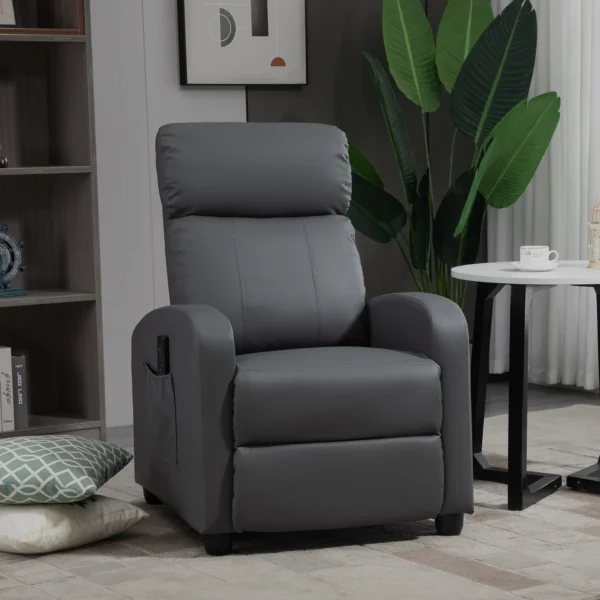 Relaxstoel TV stoel Met Vibratiemassage, Ligfunctie, 2 Massagepunten, Afstandsbediening, 68 X 88 X 98 Cm Grijs